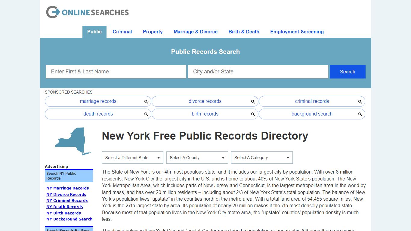 New York Free Public Records Directory - OnlineSearches.com